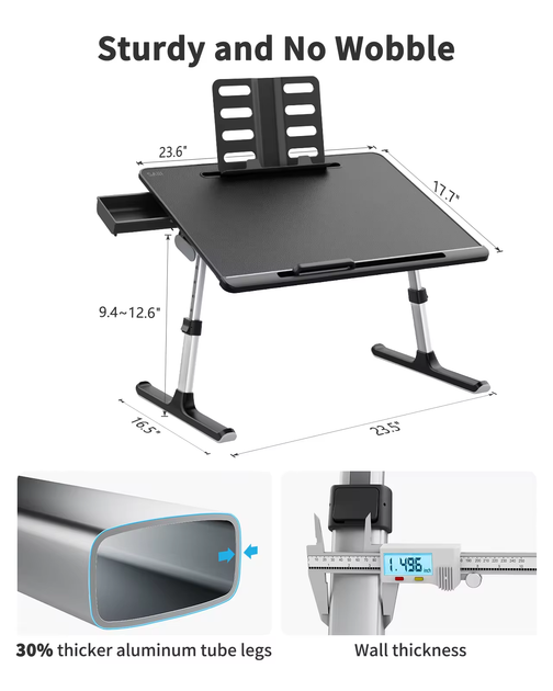 Столик для ноутбука VHG K7 з органайзером та підставкою 17`` 600 x 450мм, Laptop Table, Black - изображение 7