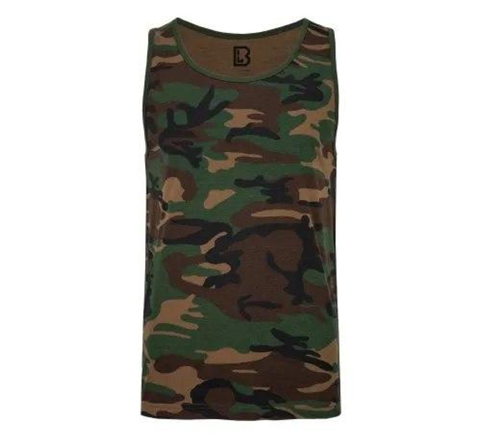 Тактична майка, футболка без рукавів армійська 100% бавовни Brandit Tank Top Woodland 2XL - зображення 1