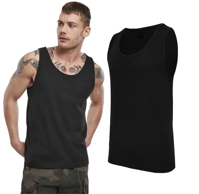 Тактична майка, футболка без рукавів армійська 100% бавовни Brandit Tank Top чорна XL - зображення 2