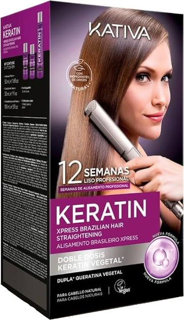 Zestaw do prostowania włosów Kativa Keratin Smooth Brazilian Xpress Szampon 50 ml + Maska 150 ml + Odżywka 30 ml (7750075063617) - obraz 1