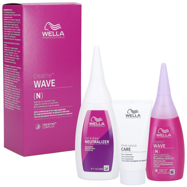 Zestaw do kręcenia loków Wella Professionals Creatine+ Wave Pre-odżywka 30 ml + Lotion 75 ml + Utrwalacz 100 ml (4064666211640) - obraz 1