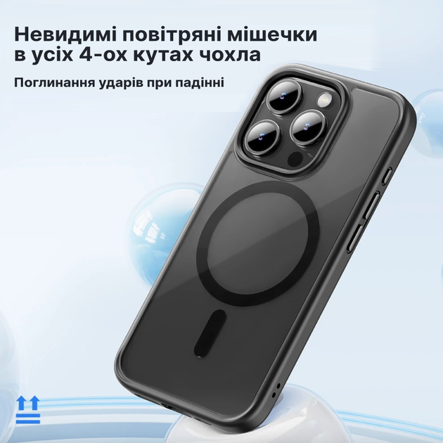 Чехол для iPhone 16 Pro Max c Magsafe Rock Guard Series Crystal Titanium Black - Фото 3 Чехол для iPhone 16 Pro Max c Magsafe Rock Guard Series Crystal Titanium Black - изображение 3