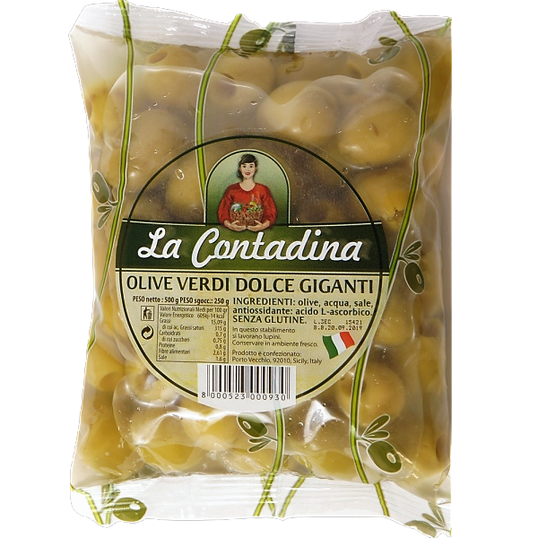 Гигантские оливки зеленые с косточкой La Contadina olive verdi dolce giganti 500 г - Фото 1 Гигантские оливки зеленые с косточкой La Contadina olive verdi dolce giganti 500 г - изображение 1