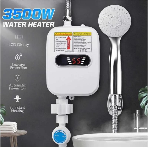 Термостатичний водонагрівач UKC RX-021 з душем та LCD екраном 3500W 60°C - изображение 3