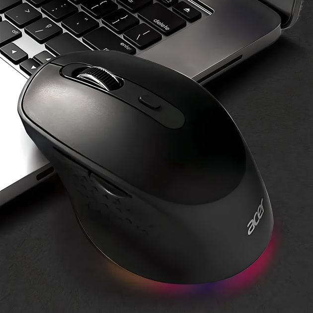 Миша ACER OMR218 з бездротовим підключенням Bluetooth + USB2.4ГГц, RGB, акумулятором, 1600DPI, чорно-сірий - Фото 7 Миша ACER OMR218 з бездротовим підключенням Bluetooth + USB2.4ГГц, RGB, акумулятором, 1600DPI, чорно-сірий - зображення 7