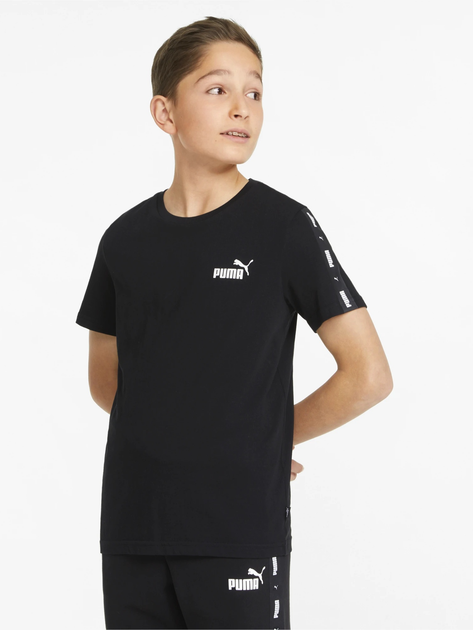 T-shirt chłopięcy sportowy Puma Ess Tape Tee B 84730001 116 cm Czarny (4064535664546) - obraz 1