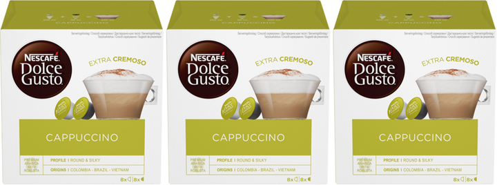 Акція на Набір Кава в капсулах NESCAFE Dolce Gusto Cappuccino 3 упаковки х 16 шт від Rozetka