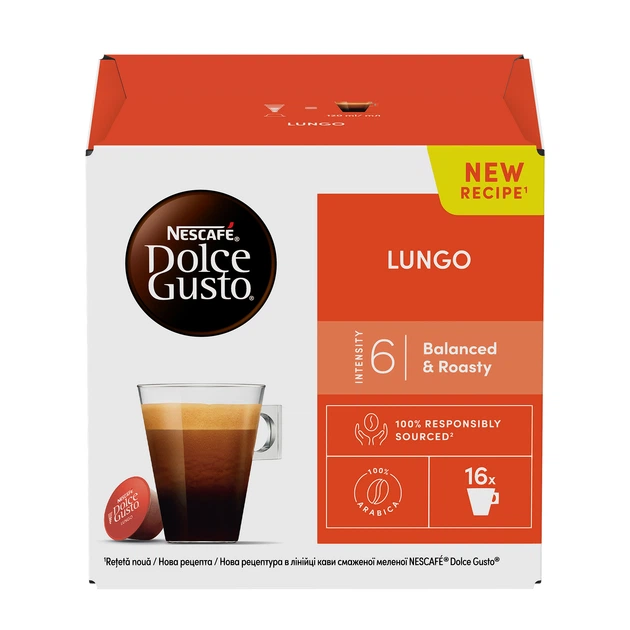 Набор Кофе в капсулах NESCAFE Dolce Gusto Lungo 3 упаковки х 16 шт (8445290862907) - Фото 2 Набор Кофе в капсулах NESCAFE Dolce Gusto Lungo 3 упаковки х 16 шт (8445290862907) - изображение 2