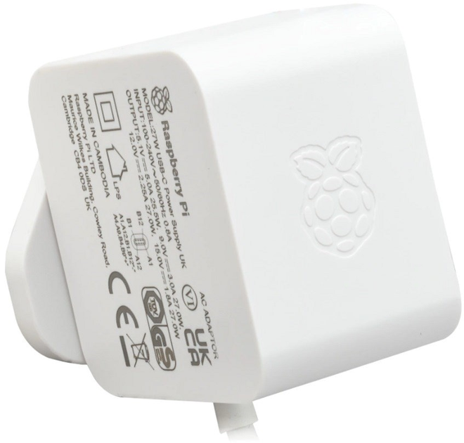 Zasilacz do minikomputera Raspberry Pi 27W USB-C EU White (5056561803401) - obraz 1