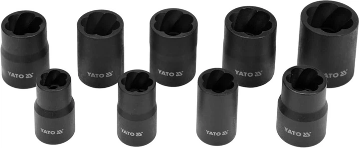 Набір головок для видалення зломаних гвинтів Yato YT-0603 квадрат 3/8" h= 10 мм 10 шт (5906083906039) - зображення 4
