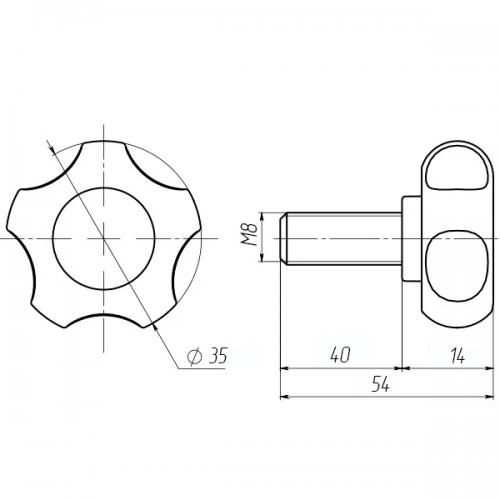 Ручка зажимная М8х40, D35мм з болтом черная Steelfix (273678) - изображение 2