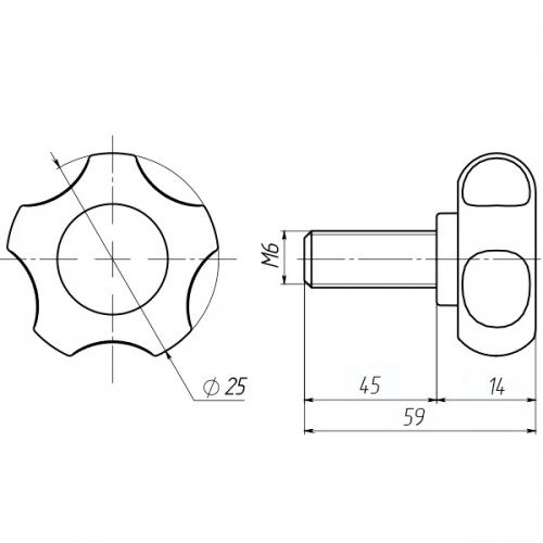 Ручка зажимная М6х45, D25мм з болтом черная Steelfix (273699) - изображение 2