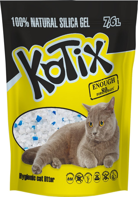 Наповнювач для котячого туалету Kotix Силікагелевий поглинаючий 3.3 кг (7.6 л) (6930095882608) - зображення 1