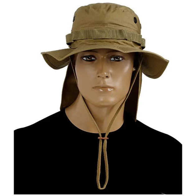 Панама Sturm Mil-Tec British Boonie Hat with Neck Flap R/S Coyote M (12326105) - зображення 2