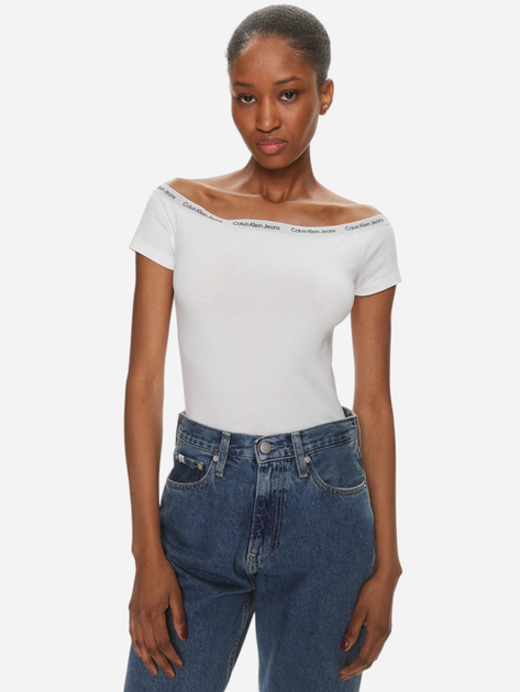 Koszulka damska bawełniana Calvin Klein Jeans J20J223098-YAF S Biała (8720109321807) - obraz 1