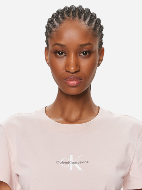 Футболка бавовняна жіноча Calvin Klein Jeans J20J222564-TF6 XS Світло-рожева (8720109340235) - зображення 4