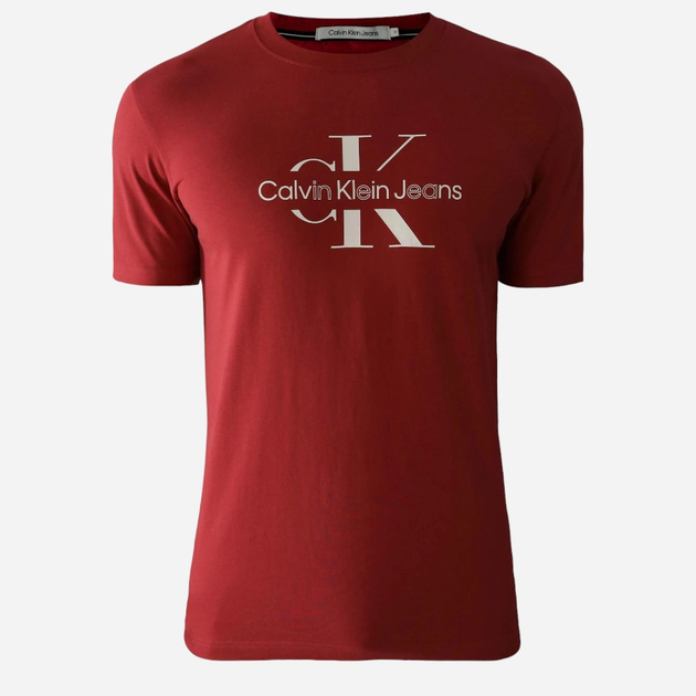 Футболка бавовняна чоловіча Calvin Klein Jeans J30J325190-XA0 2XL Бордова (8720109362213) - зображення 4