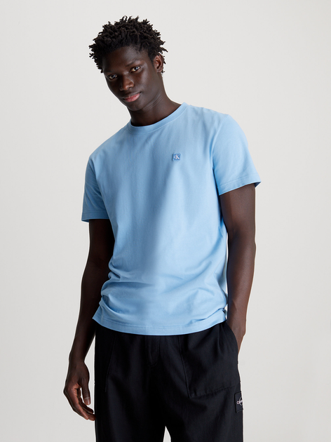 Koszulka męska bawełniana Calvin Klein Jeans J30J325268-CEZ 2XL Błękitna (8720109342789) - obraz 1