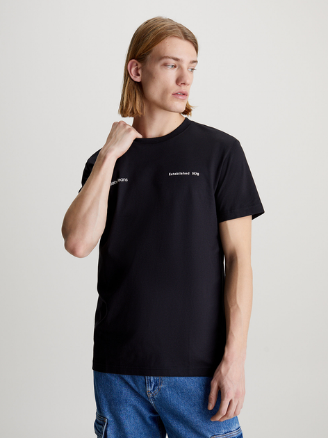Koszulka męska bawełniana Calvin Klein Jeans J30J325489-BEH M Czarna (8720109351712) - obraz 1