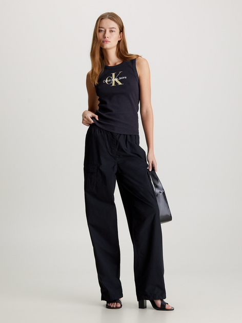 Koszulka na ramiączkach damska Calvin Klein Jeans J20J223160-BEH M Czarna (8720109376005) - obraz 3