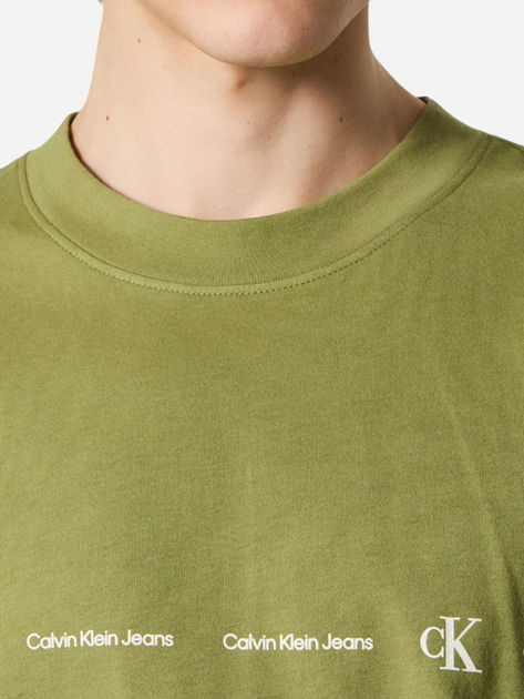 Koszulka męska bawełniana Calvin Klein Jeans J30J324668-L9N 2XL Khaki (8720109375114) - obraz 4