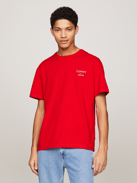 Koszulka męska bawełniana Tommy Jeans DM0DM18872-XNL 2XL Czerwona (8720645849087) - obraz 1