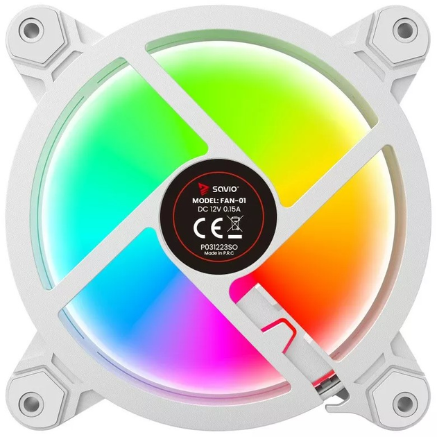 Zestaw RGB wentylatorów Savio FAN-01 4-pack 120mm ARGB wraz kontrolerem oraz pilotem (FAN-01 WHITE) - obraz 3