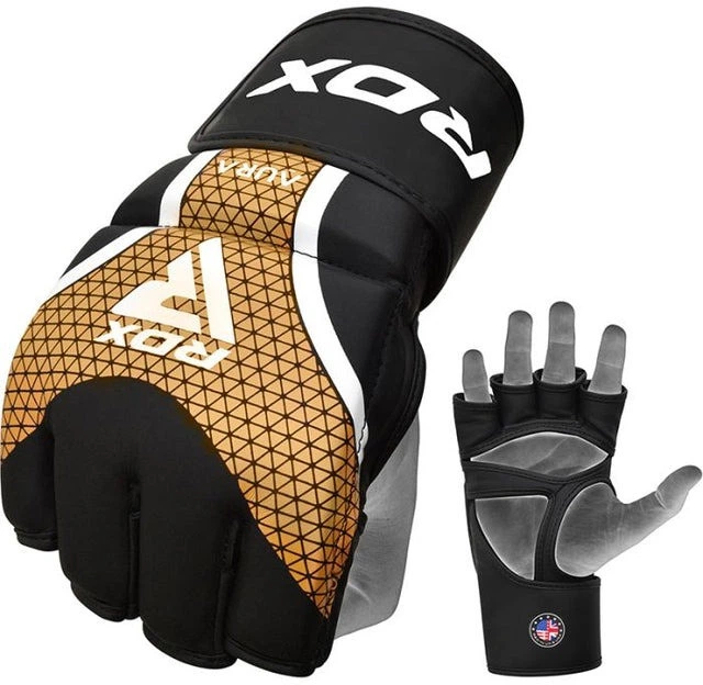 Перчатки для ММА RDX AURA PLUS T-17 M капа в комплекте Black/Golden (GGR-T17BGL-M+) - изображение 3
