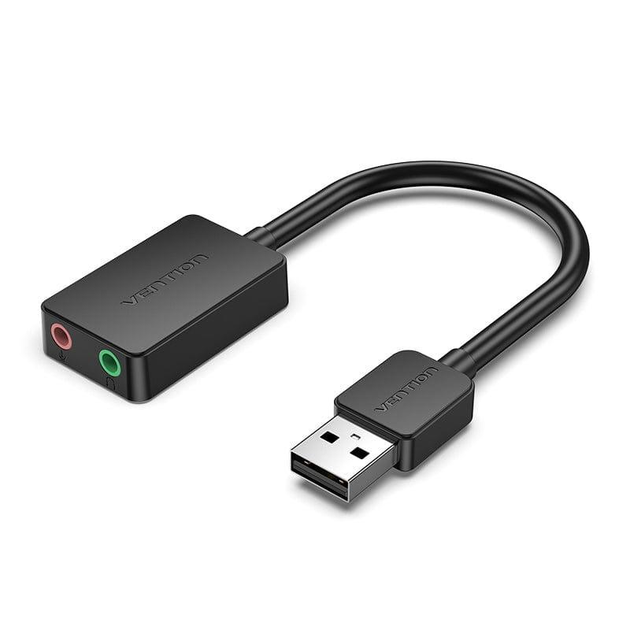 Внешняя звуковая карта Vention USB to 3.5 мм female USB External Sound Card 0.15 м Black (CDYB0) - изображение 1