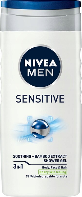 Гель для душу Nivea Men Sensitive 3 в 1 250 мл (4005900048059) - зображення 1