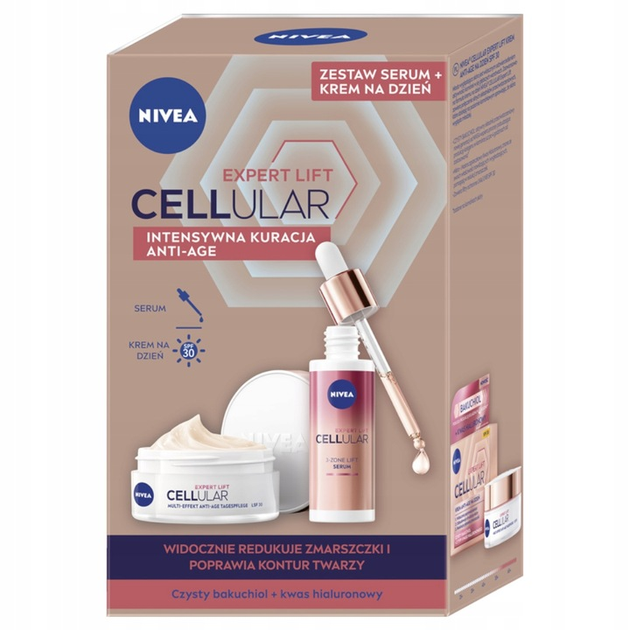 Набір NIVEA Cellular Expert Lift Денний крем Anti-Age SPF 30 50 мл + 3-фазна Сироватка 30 мл (5900017095202) - зображення 1