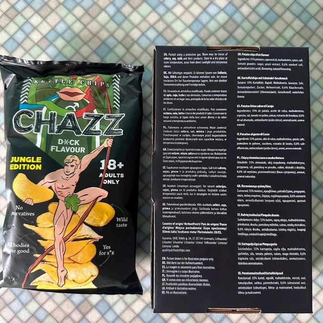 Чіпси Chazz Chips D*ck Flavour Box 90 г в подарунковій коробці