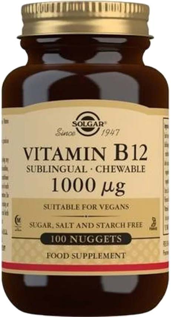 Suplement diety Solgar Sublingual Vitamin B12 1000 mcg 100 Nuggets (0033984003842) - obraz 1
