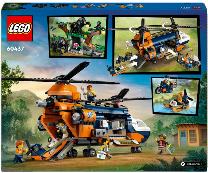 Zestaw klocków LEGO City Helikopter badaczy dżungli w bazie 881 elementów (60437) - obraz 2