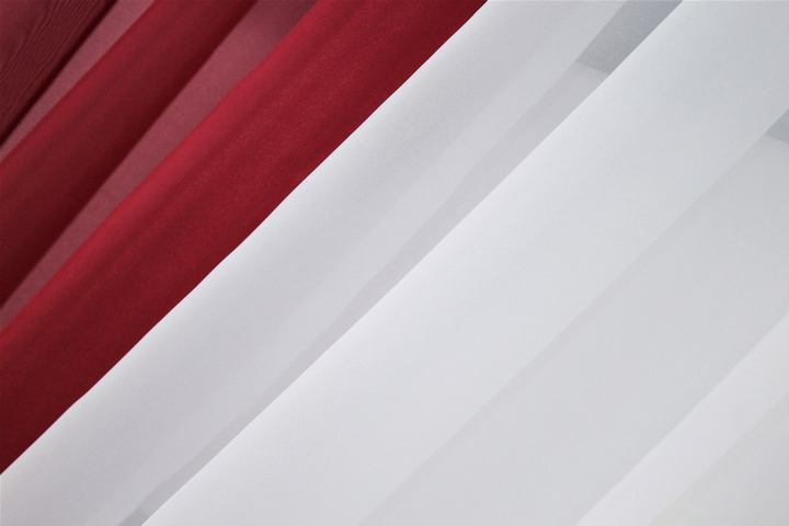 Комплект штор кухонних VR-Textil № 017к комбіновані з підв'язками на карниз 1-1.5 м червоний/білий 170х260 (50-552) - зображення 4