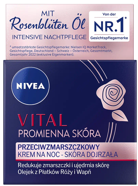 Крем для обличчя нічний Nivea Vital Radiant Skin проти зморшок 50 мл (4006000054858) - зображення 1