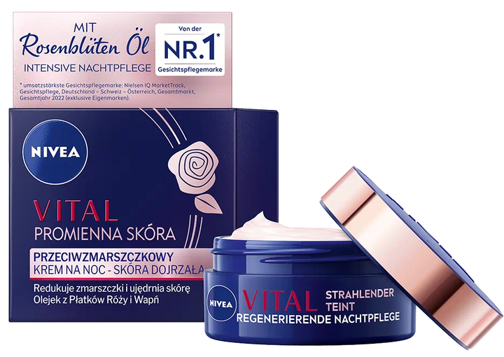 Крем для обличчя нічний Nivea Vital Radiant Skin проти зморшок 50 мл (4006000054858) - зображення 2
