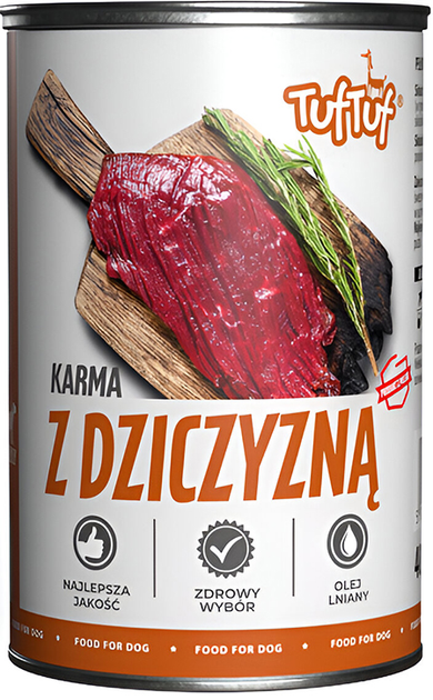 Mokra karma dla psów TufTuf z dziczyzną 6x800 g (5903802473889) - obraz 1