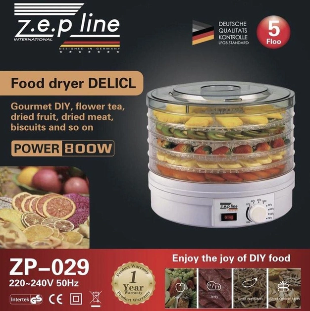 Сушилка электрическая сушка для фруктов и овощей дегидратор ZEPLINE ZP-029 800W Белый (D-2019091641) - изображение 11