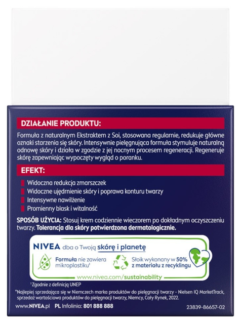 Крем для обличчя нічний Nivea Vital Soja Anti-Age регенерирующий 50 мл (4006000054919) - Фото 5 Крем для обличчя нічний Nivea Vital Soja Anti-Age регенерирующий 50 мл (4006000054919) - зображення 5
