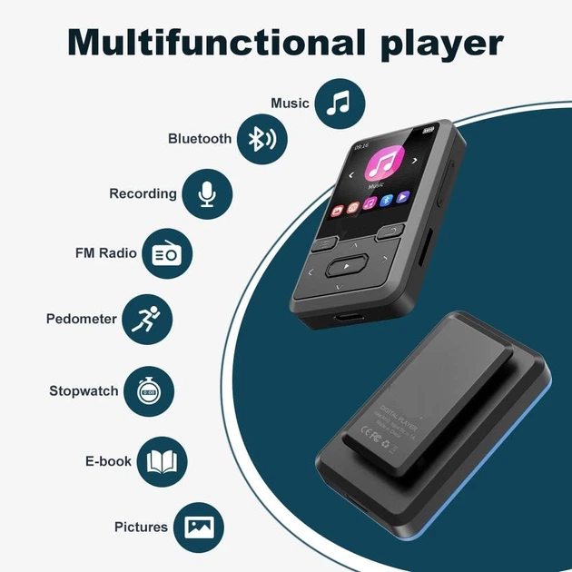 MP3 плеер Benjie M10 Clip Bluetooth 5.0 Hi-Fi 32Gb с клипсой Black - изображение 5