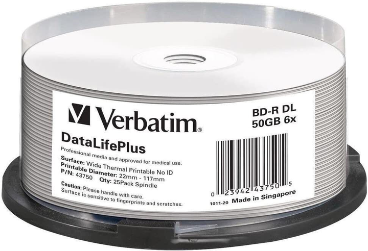 Dyski Verbatim BD-R DL 50GB 6x Wide White Thermal Printable Brand spindle 25 szt (0023942437505) - obraz 1