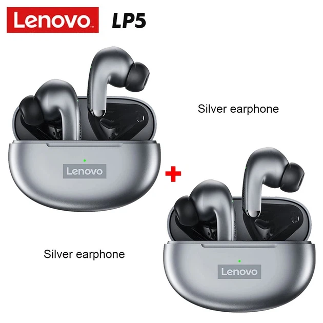 Наушники беспроводные Lenovo LP5 серебристые - Фото 5 Наушники беспроводные Lenovo LP5 серебристые - изображение 5