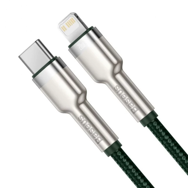 Кабель зарядный Baseus Type-C Lightning Cafule Metal PD 1 м Green (CATLJK-A06) - изображение 2