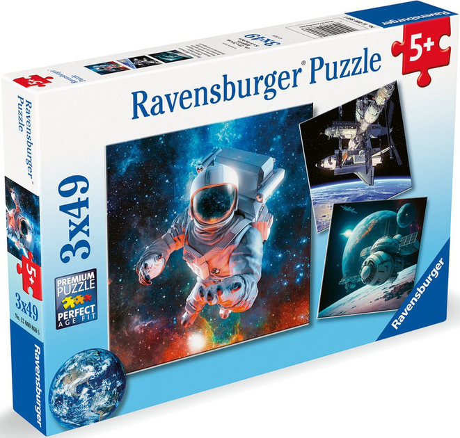 Puzzle Ravensburger Space Adventure 3 x 49 elementów (4005555008606) - obraz 2