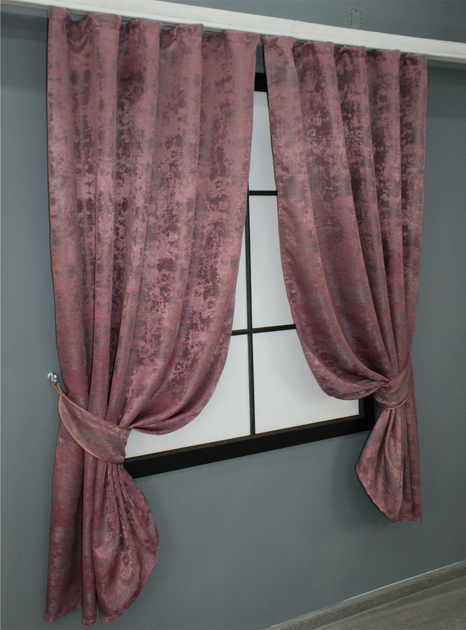 Комплект коротких штор VR-Textil Жакард Sultan YL № 1209ш 130х170 см 2 шт Малиново-сірий (35-0088) - зображення 2