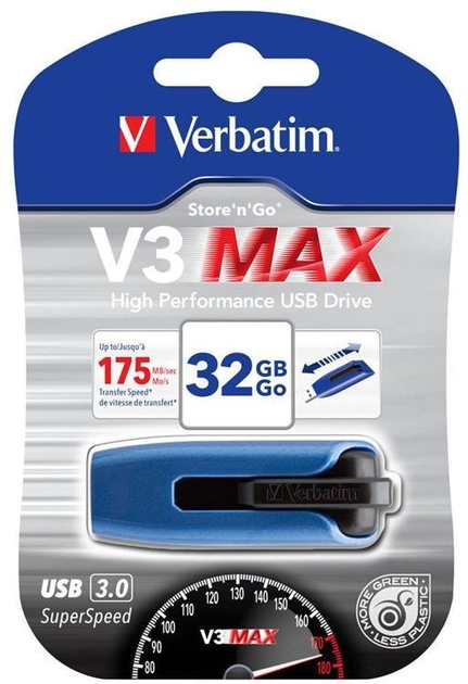 Флеш пам'ять Verbatim V3 Max 32GB USB 3.0 Blue (0023942498063) - зображення 1