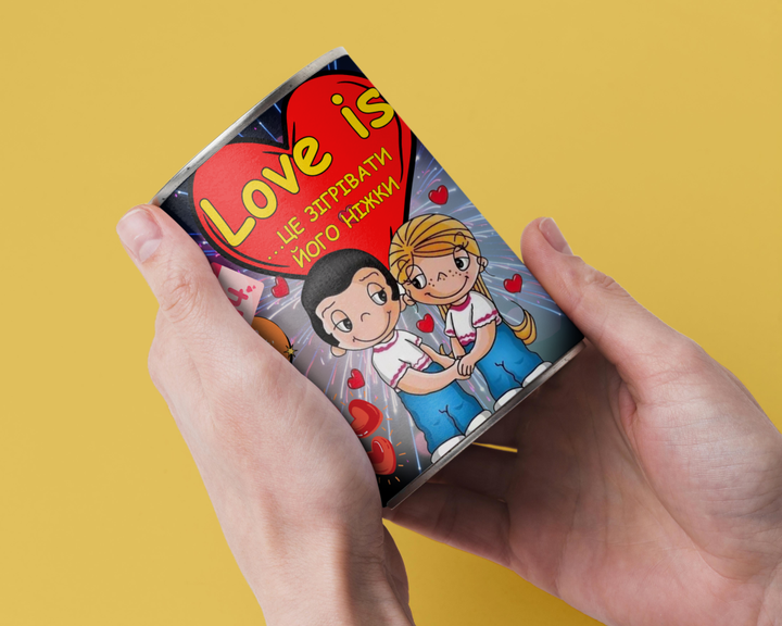 Консервированные носки Love is...согревать его ножки - Приятный Подарок На День Любимых (укр) MemorableUA Мужские Теплые Носки р. 41-45 - изображение 4