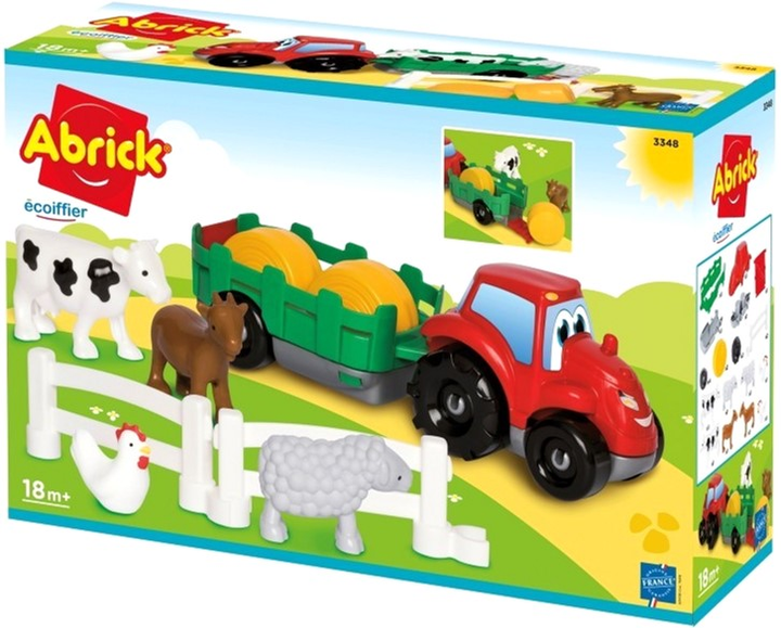 Traktor Ecoiffier Abrick z przyczepą i figurkami (3280250033486) - obraz 1