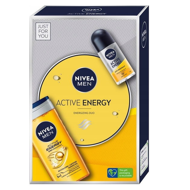 Набір Nivea Men Active Energy Гель для душу 250 мл + Антиперспірант-ролик 50 мл (9005800361710) - зображення 1